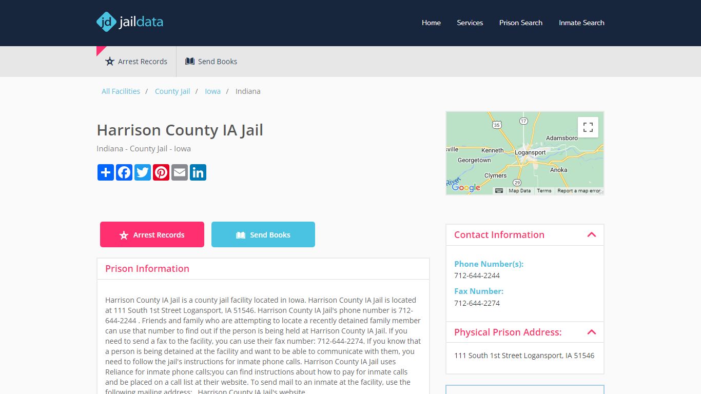 Harrison County IA Jail Inmate Search and Prisoner Info - Eel Township, IA